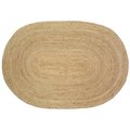 Lr Resources LR Resources NATUR12036NGY57OV 5 x 7 ft. Natural Jute Oval Area Rug; Natural & Gray NATUR12036NGY57OV